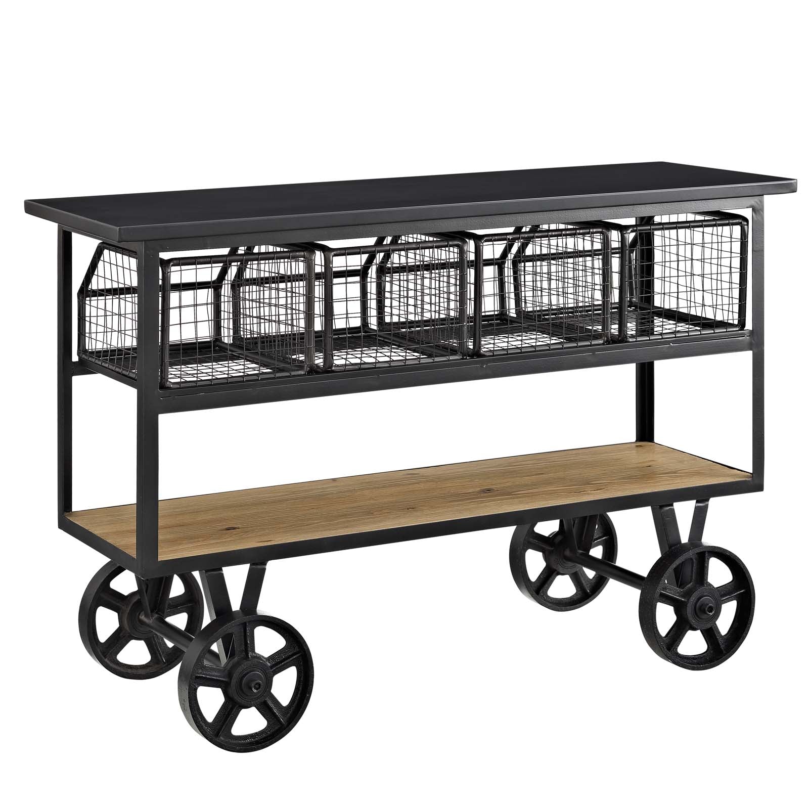 Modway Fairground Serving Stand - Brown | Bar Carts | 