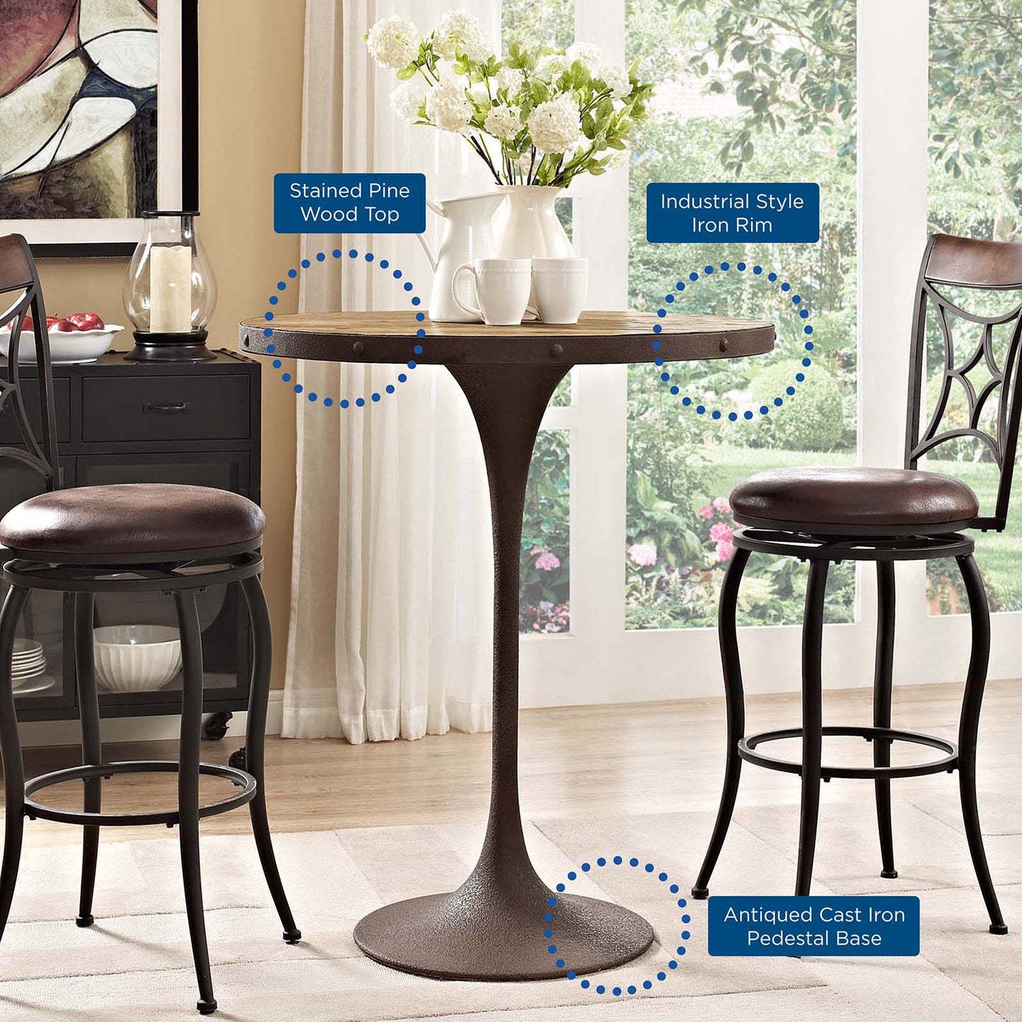 Modway Drive Wood Bar Table - Brown | Bar Table | 