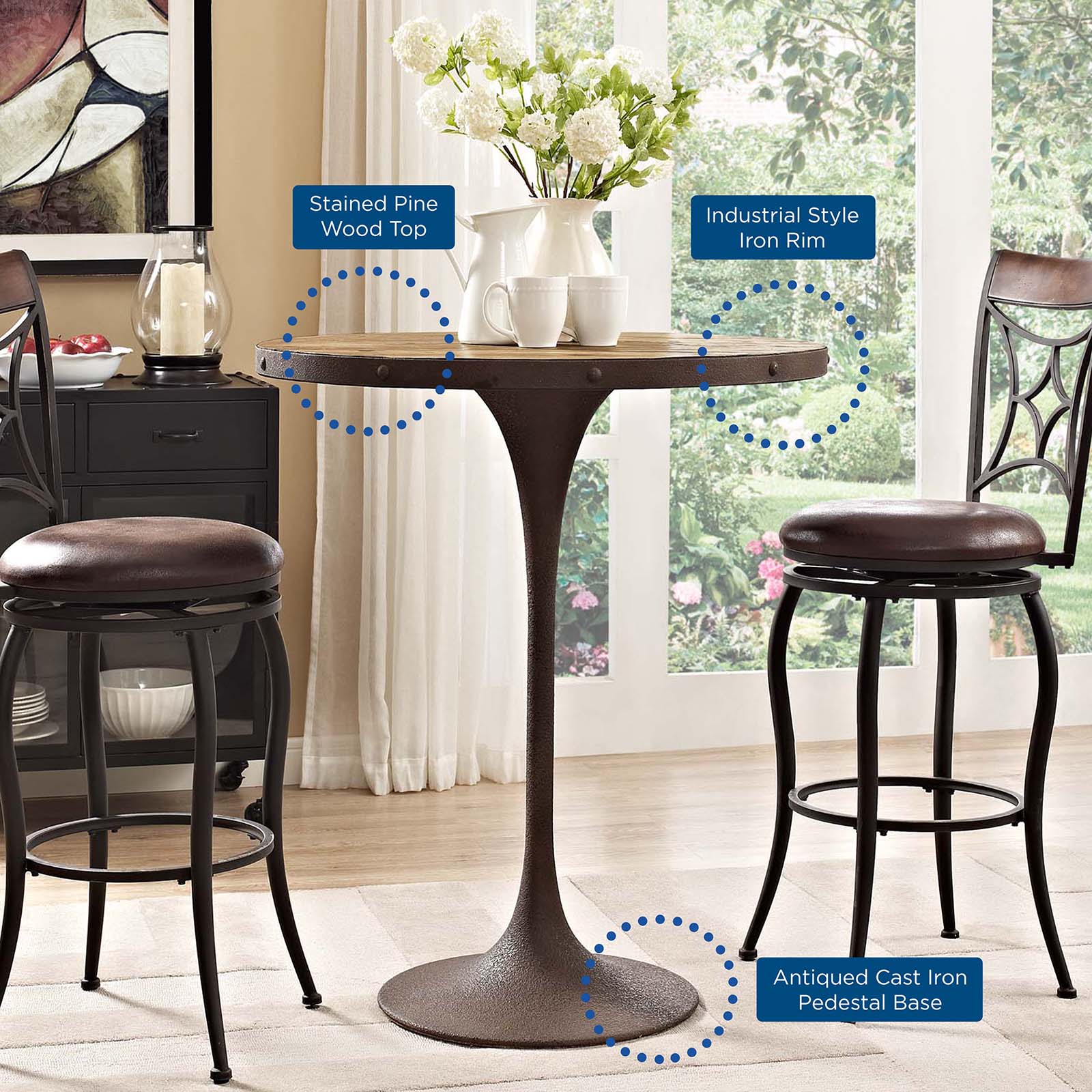 Modway Drive Wood Bar Table - Brown | Bar Table | 