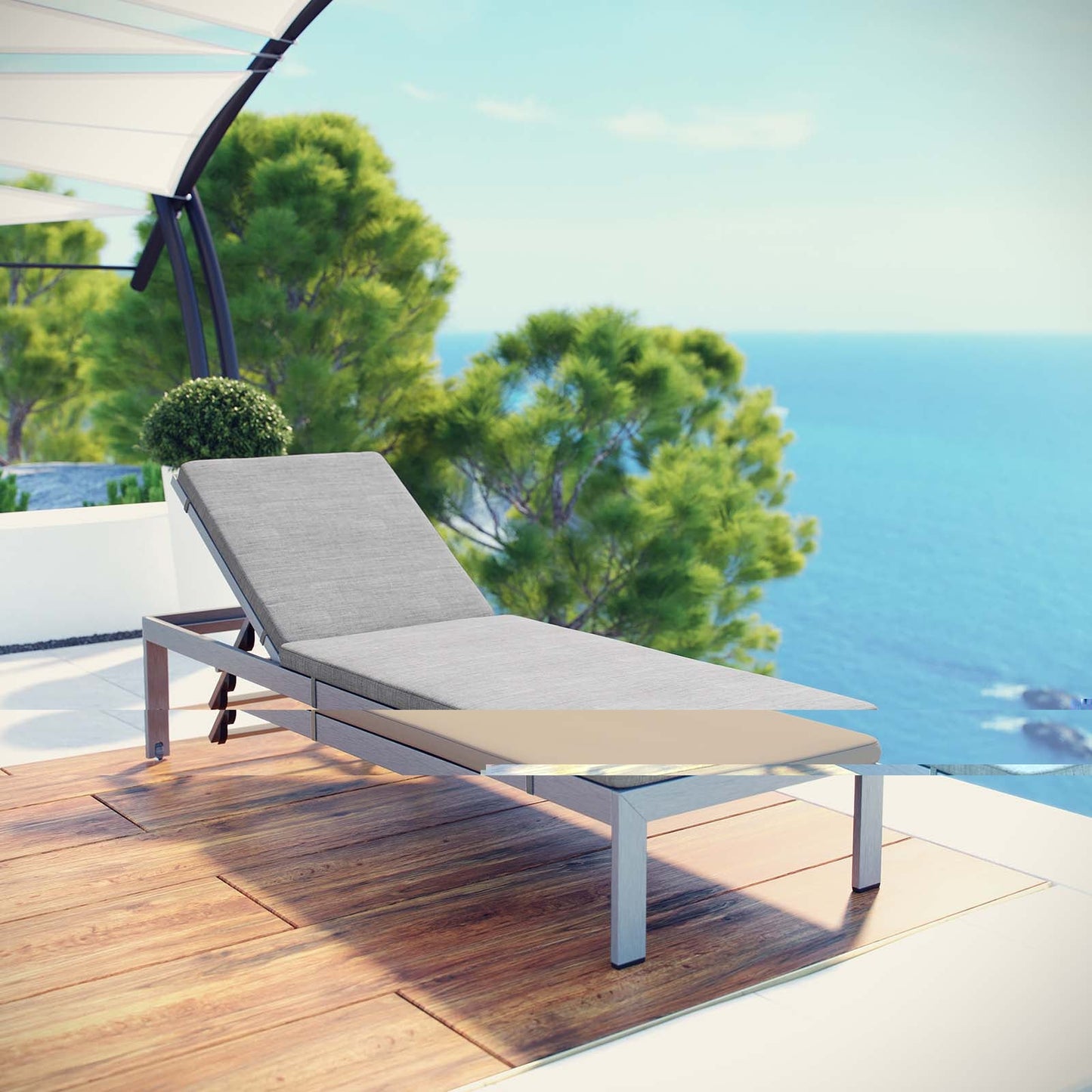 Modway Shore Outdoor Patio Aluminum Chaise with Cushions | Outdoor Patio Daybed | Modishstore-26