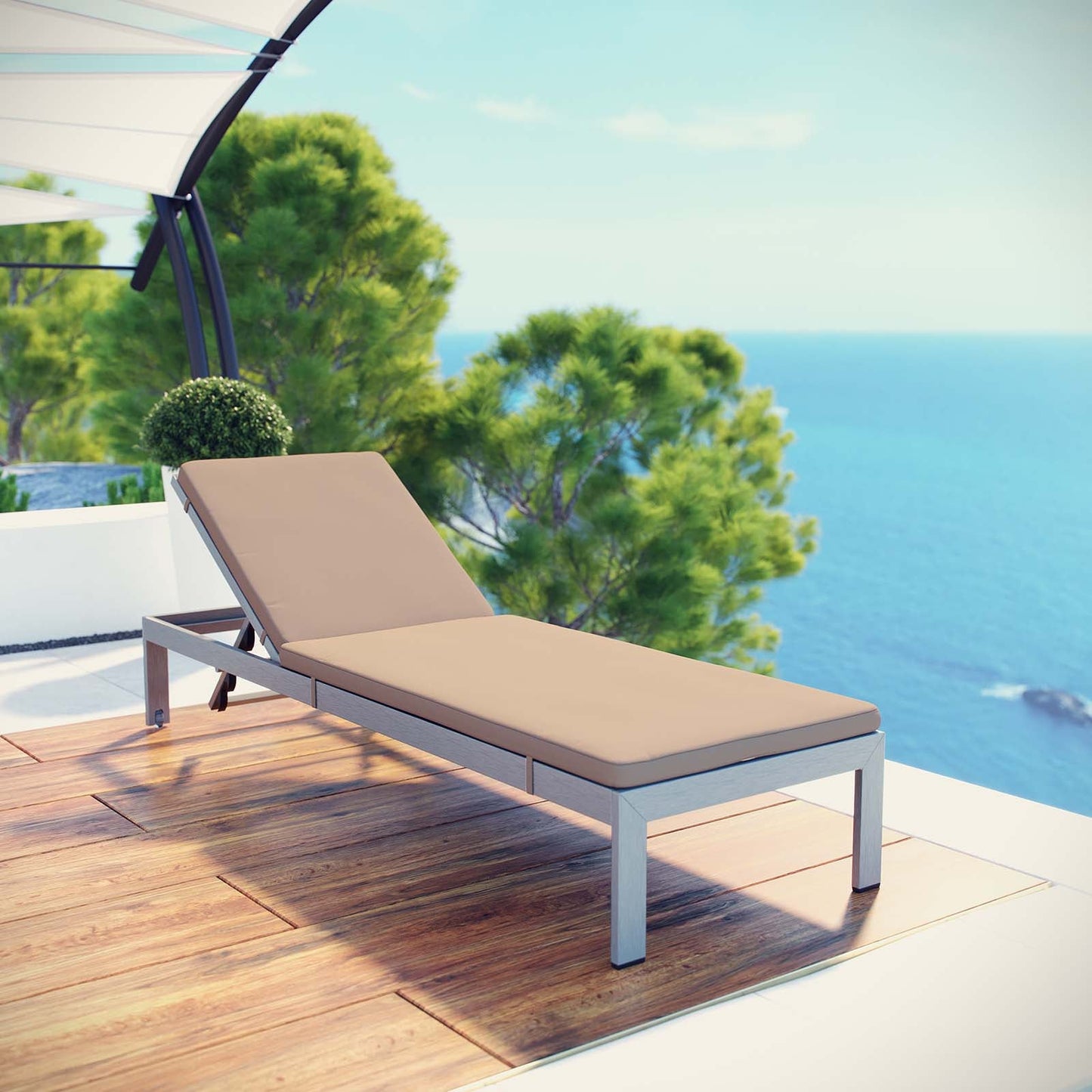 Modway Shore Outdoor Patio Aluminum Chaise with Cushions | Outdoor Patio Daybed | Modishstore-27