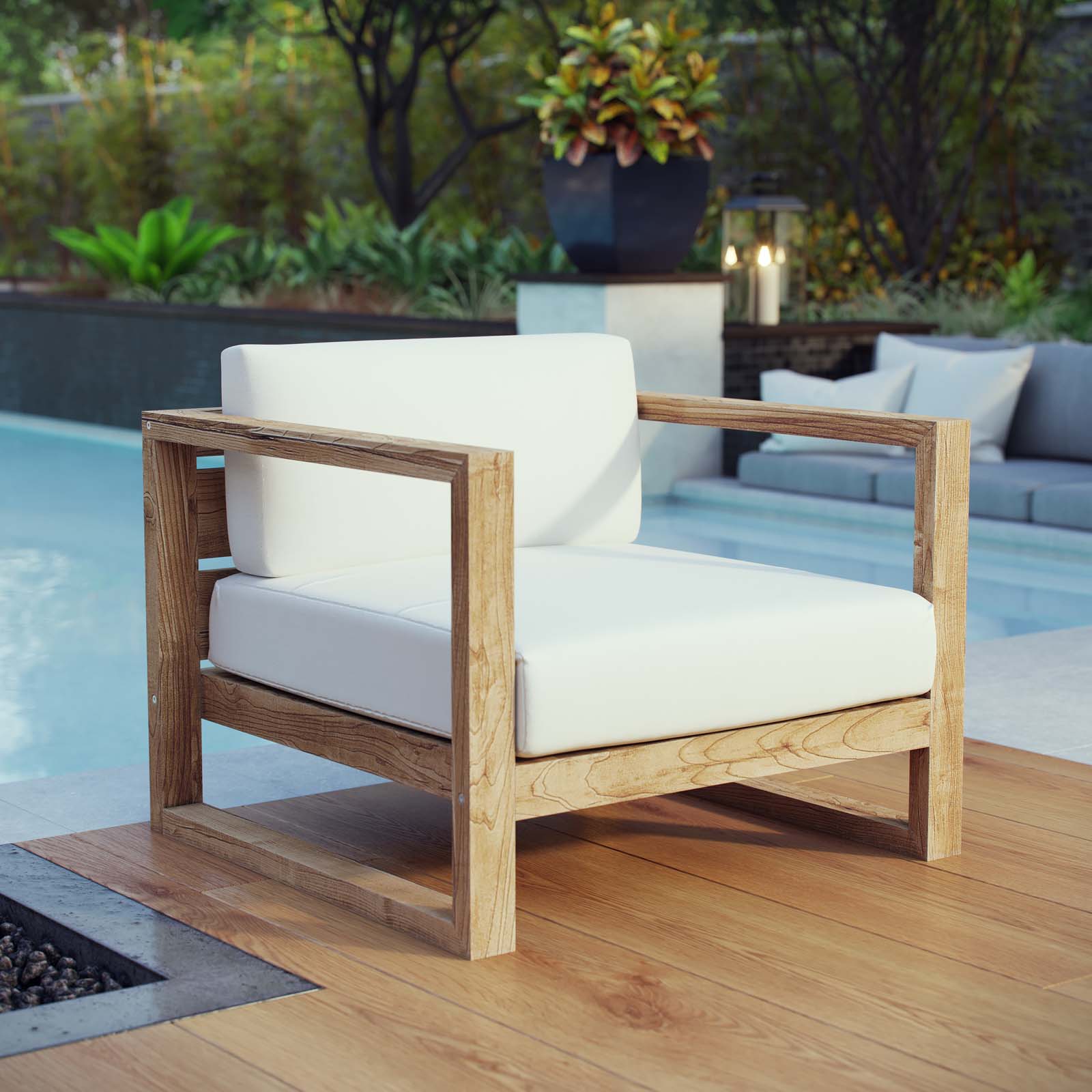 Modway Upland Outdoor Patio Teak Armchair | Armchairs | Modishstore