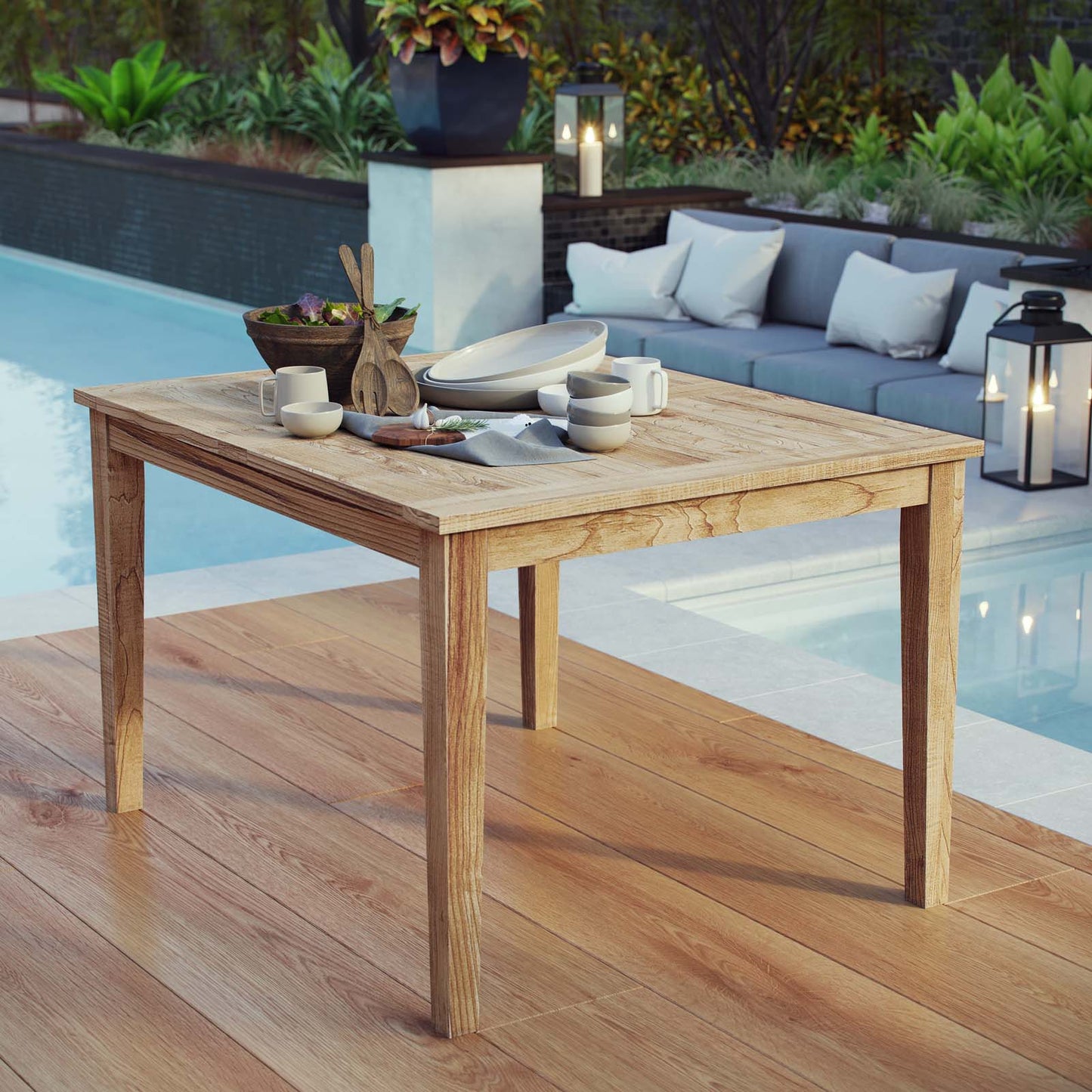 Modway Marina Outdoor Patio Teak Dining Table | Dining Tables | Modishstore