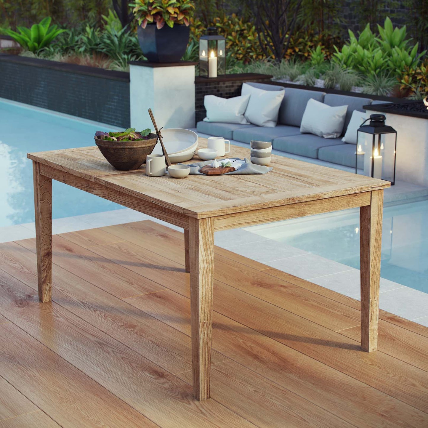 Modway Marina Outdoor Patio Teak Dining Table | Dining Tables | Modishstore