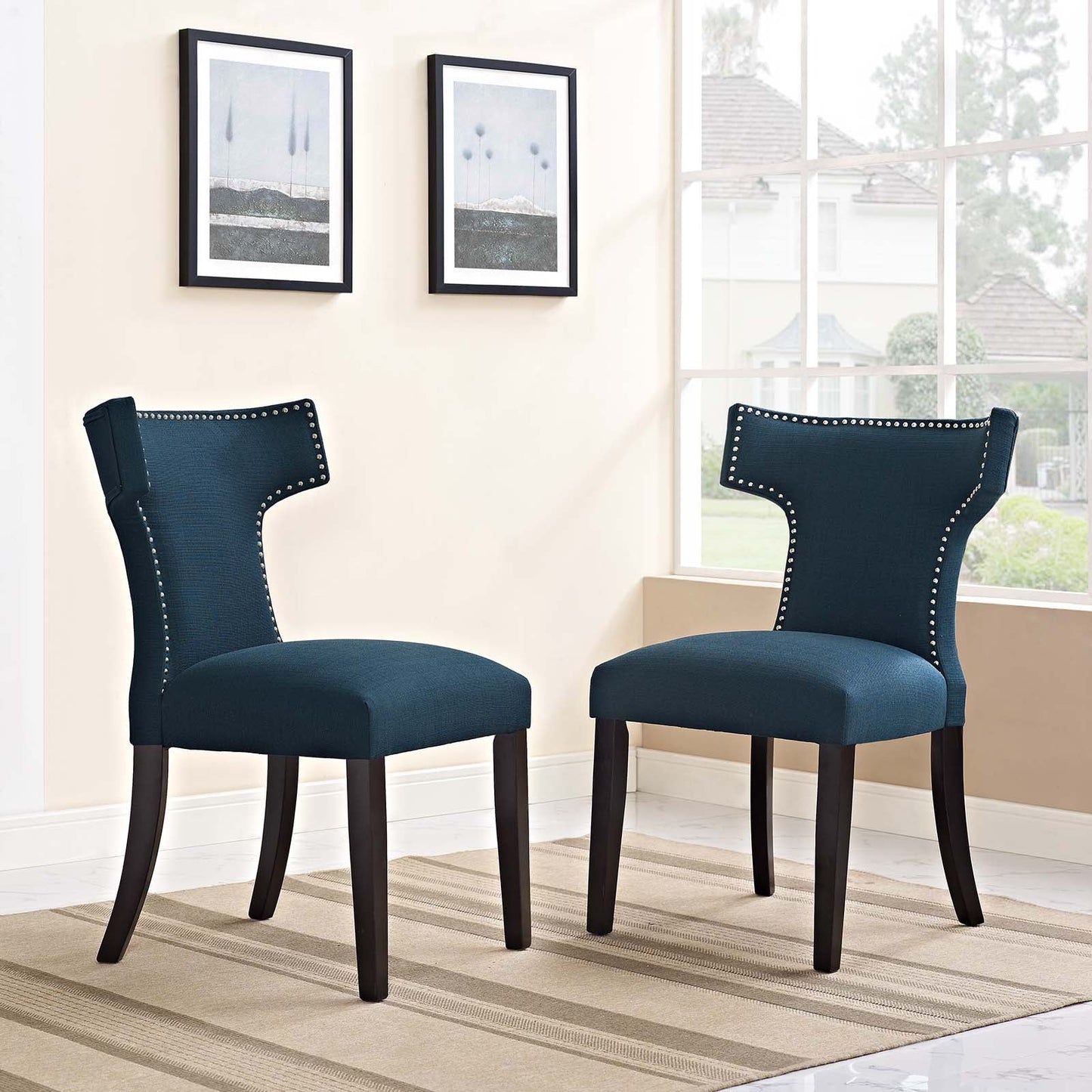 Modway Curve Dining Side Chair Fabric Set of 2 | Dining Chairs | 