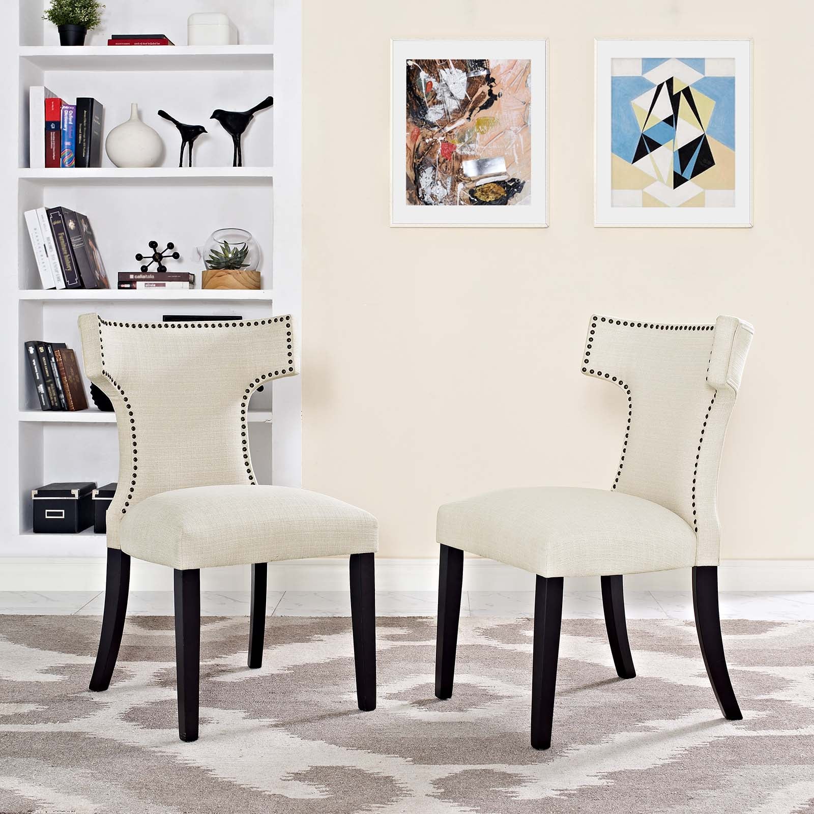 Modway Curve Dining Side Chair Fabric Set of 2 | Dining Chairs | 