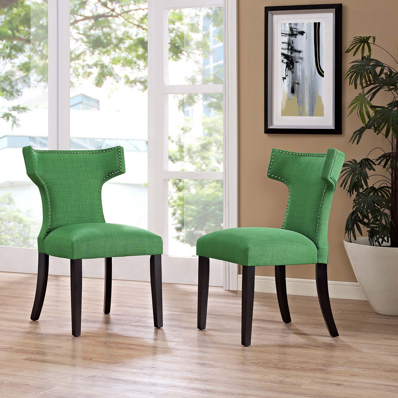 Modway Curve Dining Side Chair Fabric Set of 2 | Dining Chairs | 