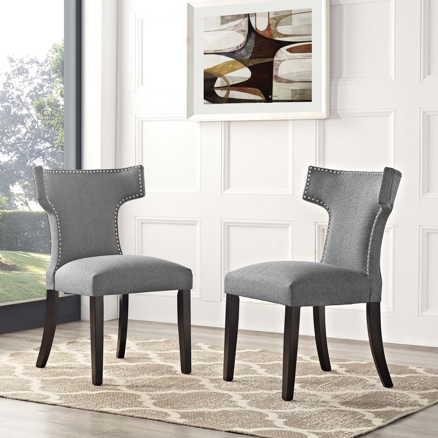 Modway Curve Dining Side Chair Fabric Set of 2 | Dining Chairs | 