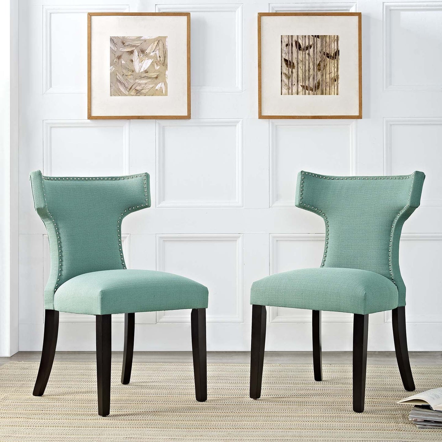 Modway Curve Dining Side Chair Fabric Set of 2 | Dining Chairs