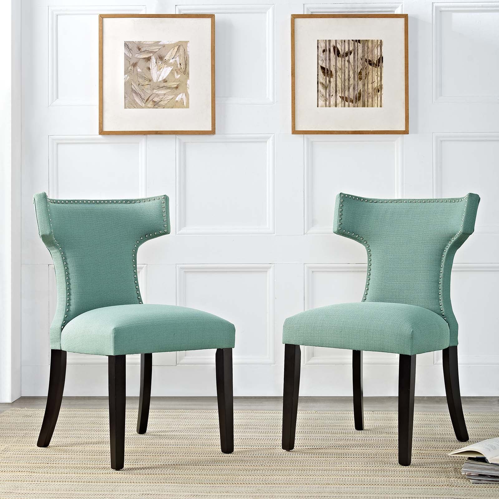 Modway Curve Dining Side Chair Fabric Set of 2 | Dining Chairs
