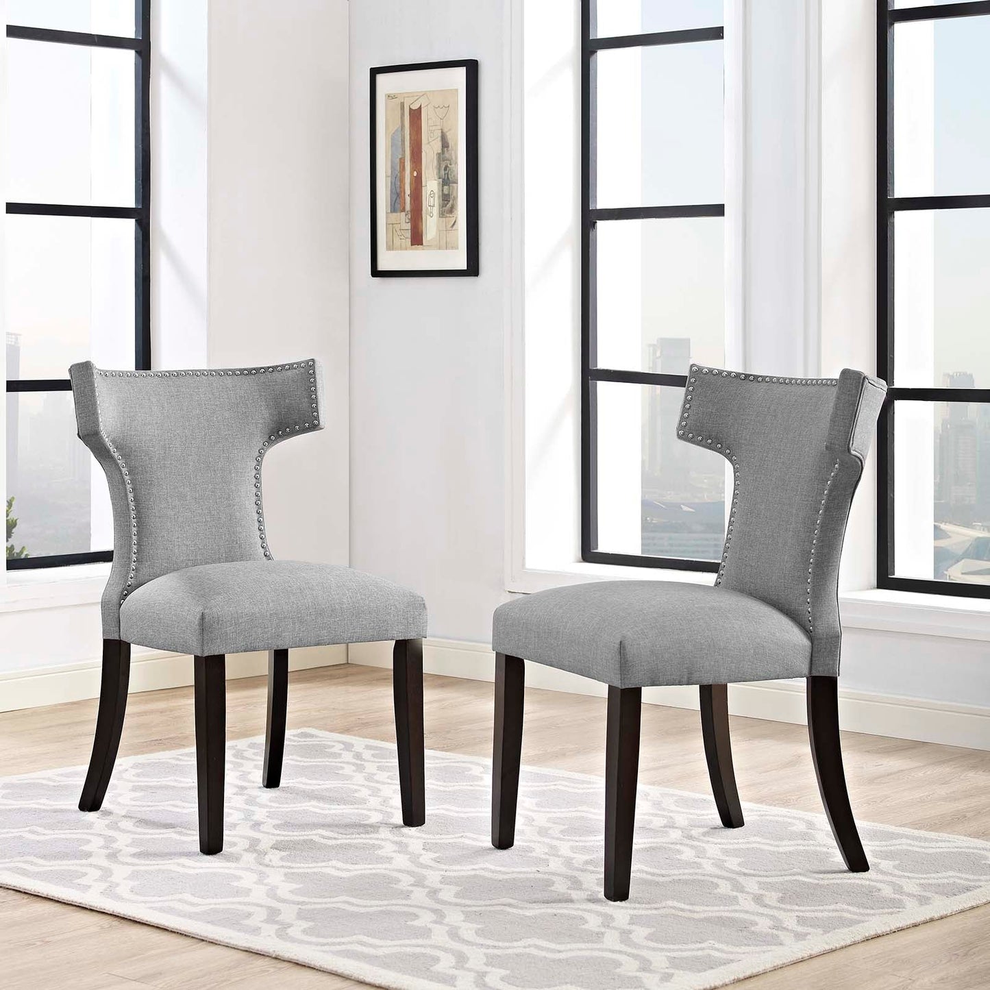 Modway Curve Dining Side Chair Fabric Set of 2 | Dining Chairs | 