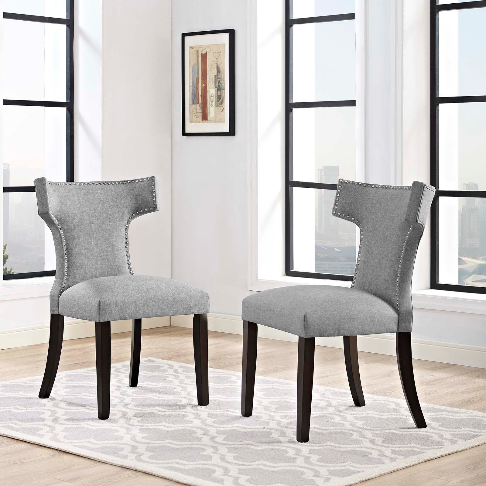 Modway Curve Dining Side Chair Fabric Set of 2 | Dining Chairs | 