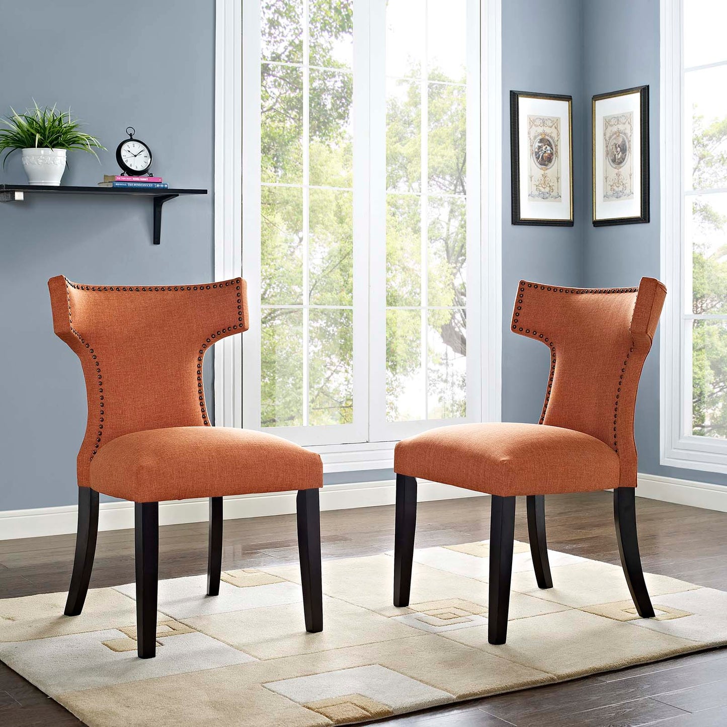 Modway Curve Dining Side Chair Fabric Set of 2 | Dining Chairs | 