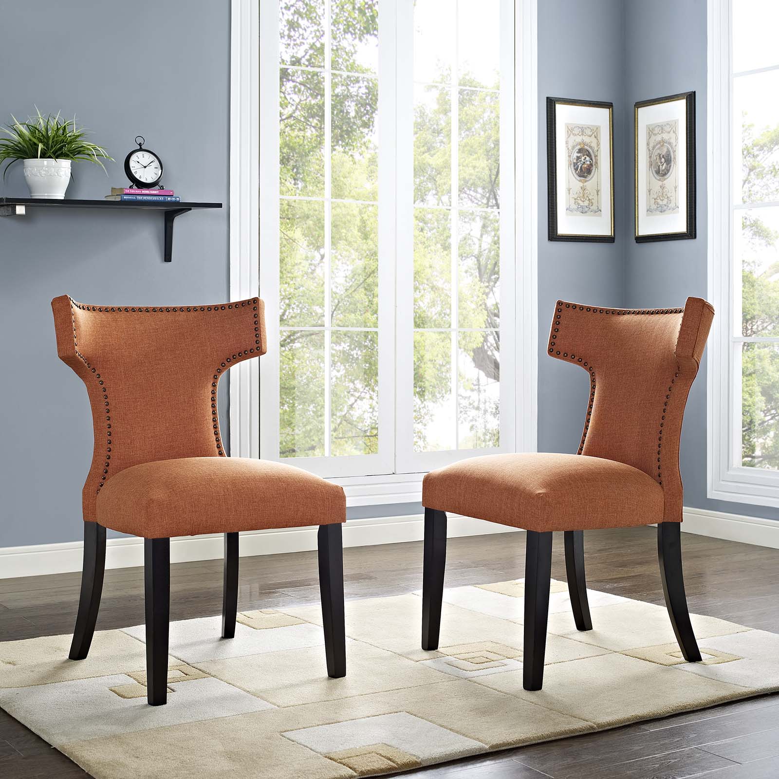 Modway Curve Dining Side Chair Fabric Set of 2 | Dining Chairs | 