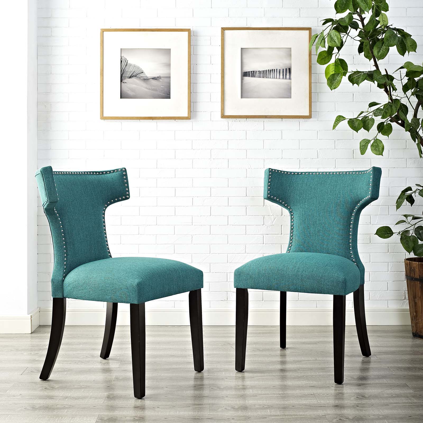 Modway Curve Dining Side Chair Fabric Set of 2 | Dining Chairs | 