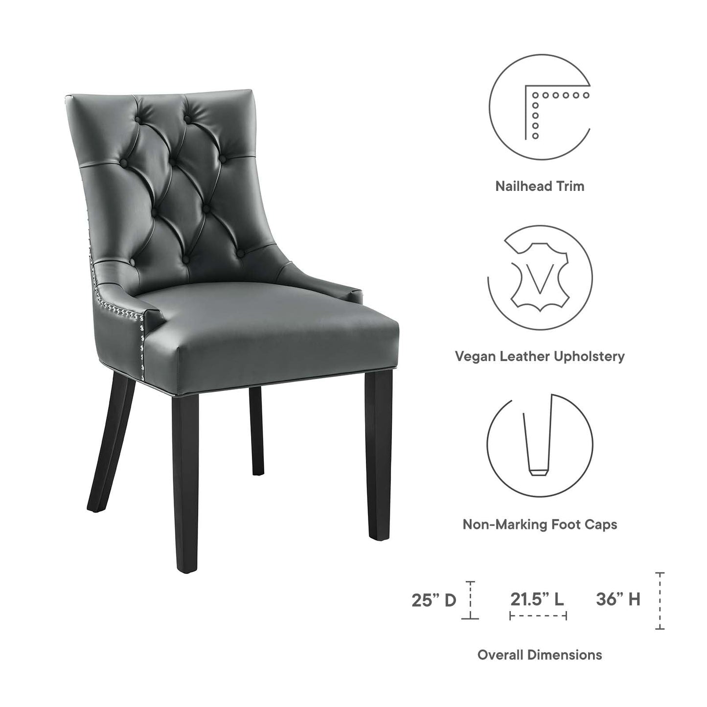 Modway Regent Dining Side Chair Vinyl Set of 2 | Dining Chairs | Modishstore-18