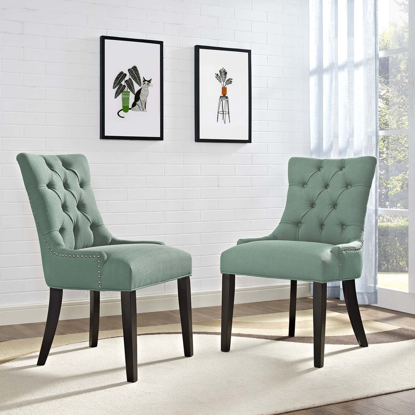 Modway Regent Dining Side Chair Fabric Set of 2