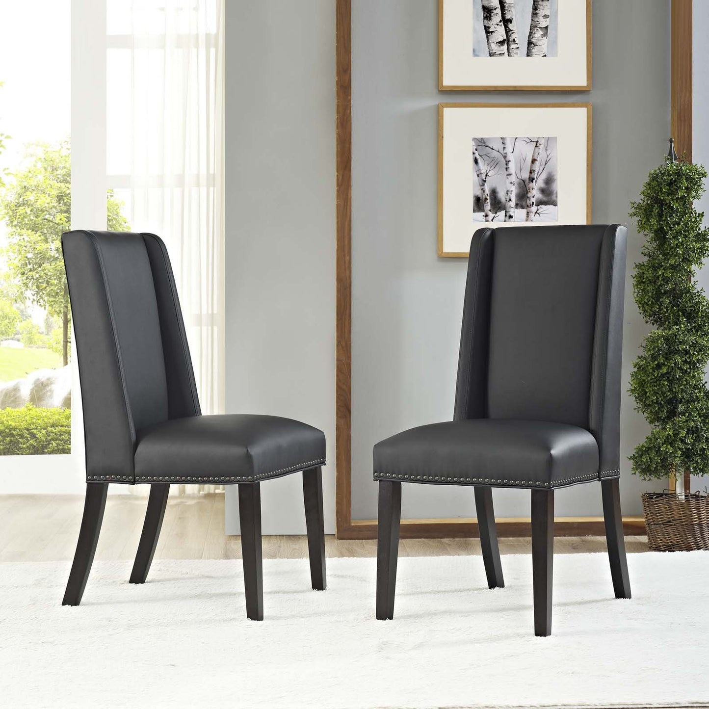 Modway Baron Dining Chair Vinyl Set of 2