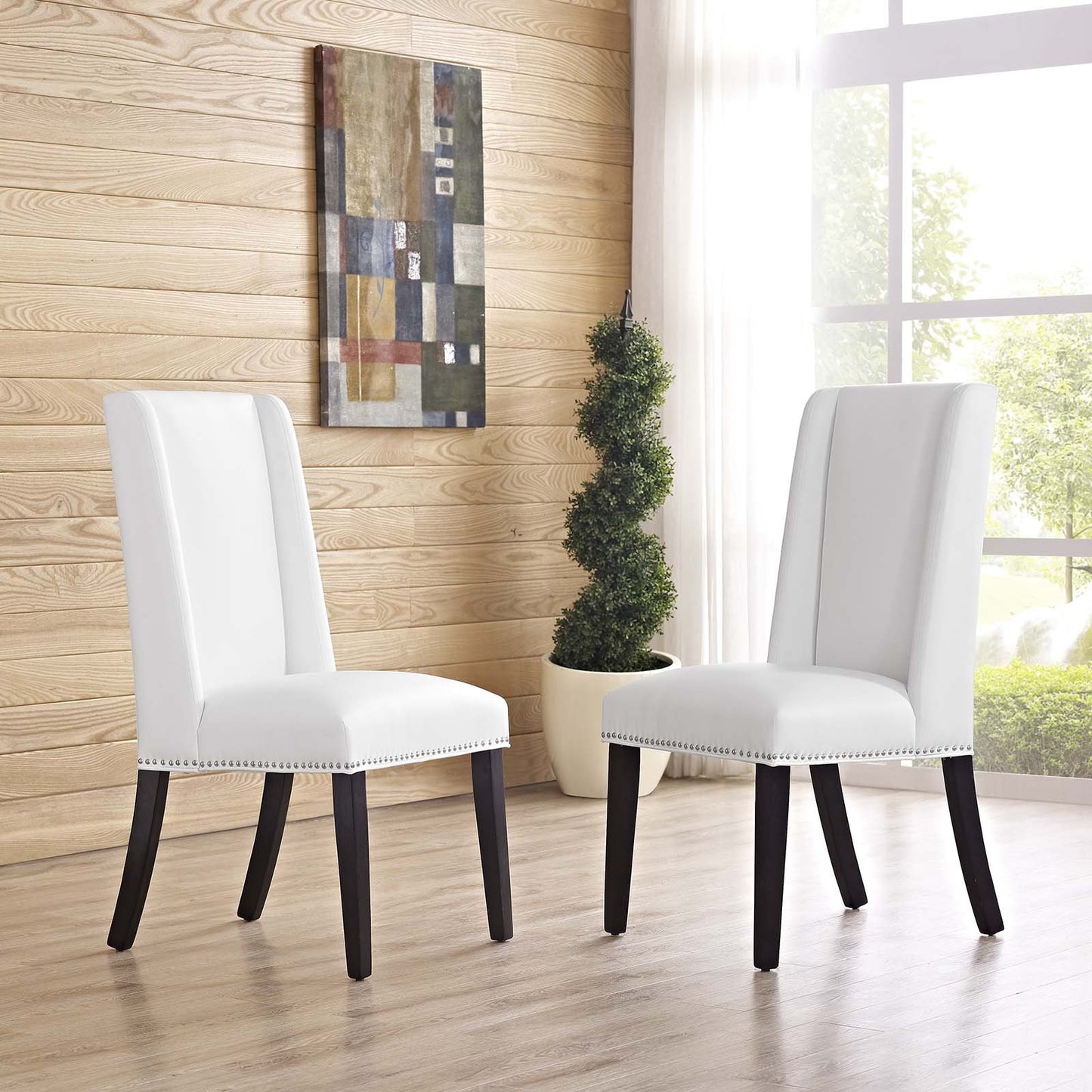 Modway Baron Dining Chair Vinyl Set of 2