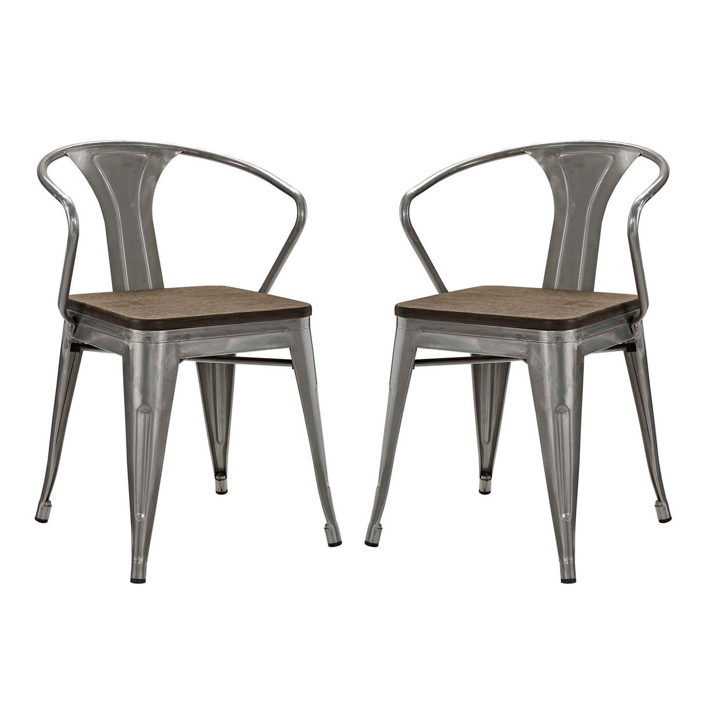Modway Promenade Set of 2 Bamboo Dining Chair - Gunmetal | Dining Chairs | Modishstore-3