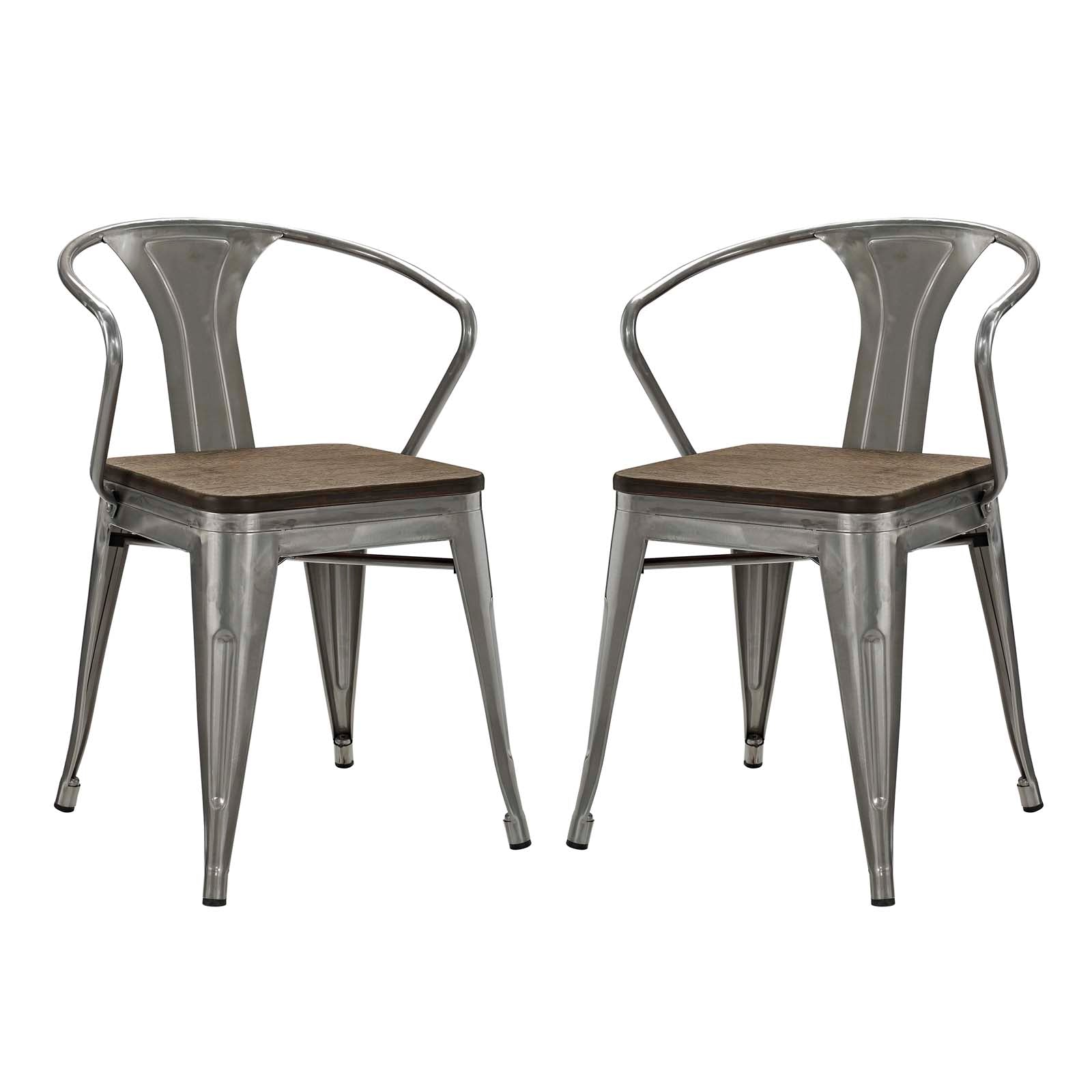 Modway Promenade Set of 2 Bamboo Dining Chair - Gunmetal | Dining Chairs | Modishstore-3