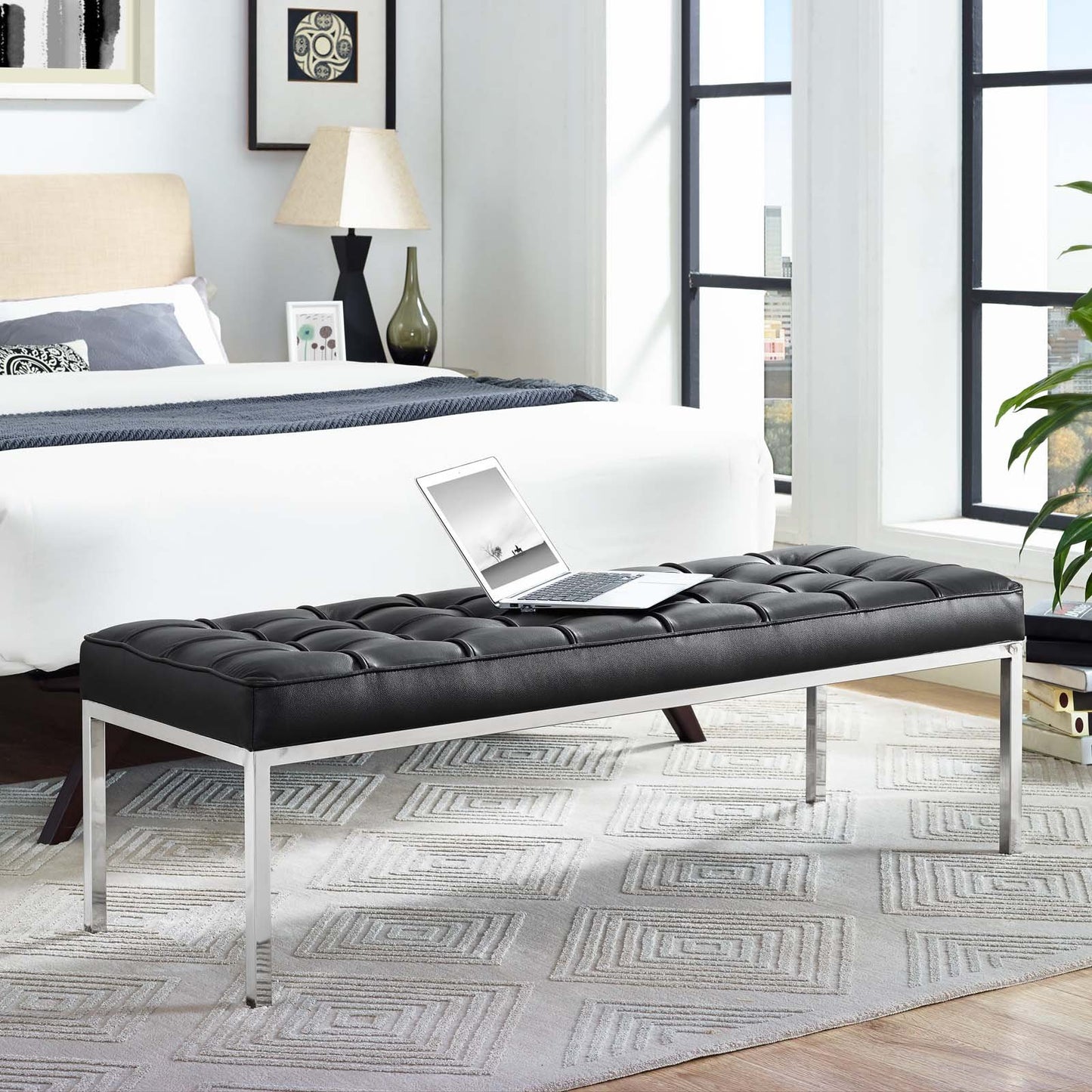 Modway Loft Leather Bench