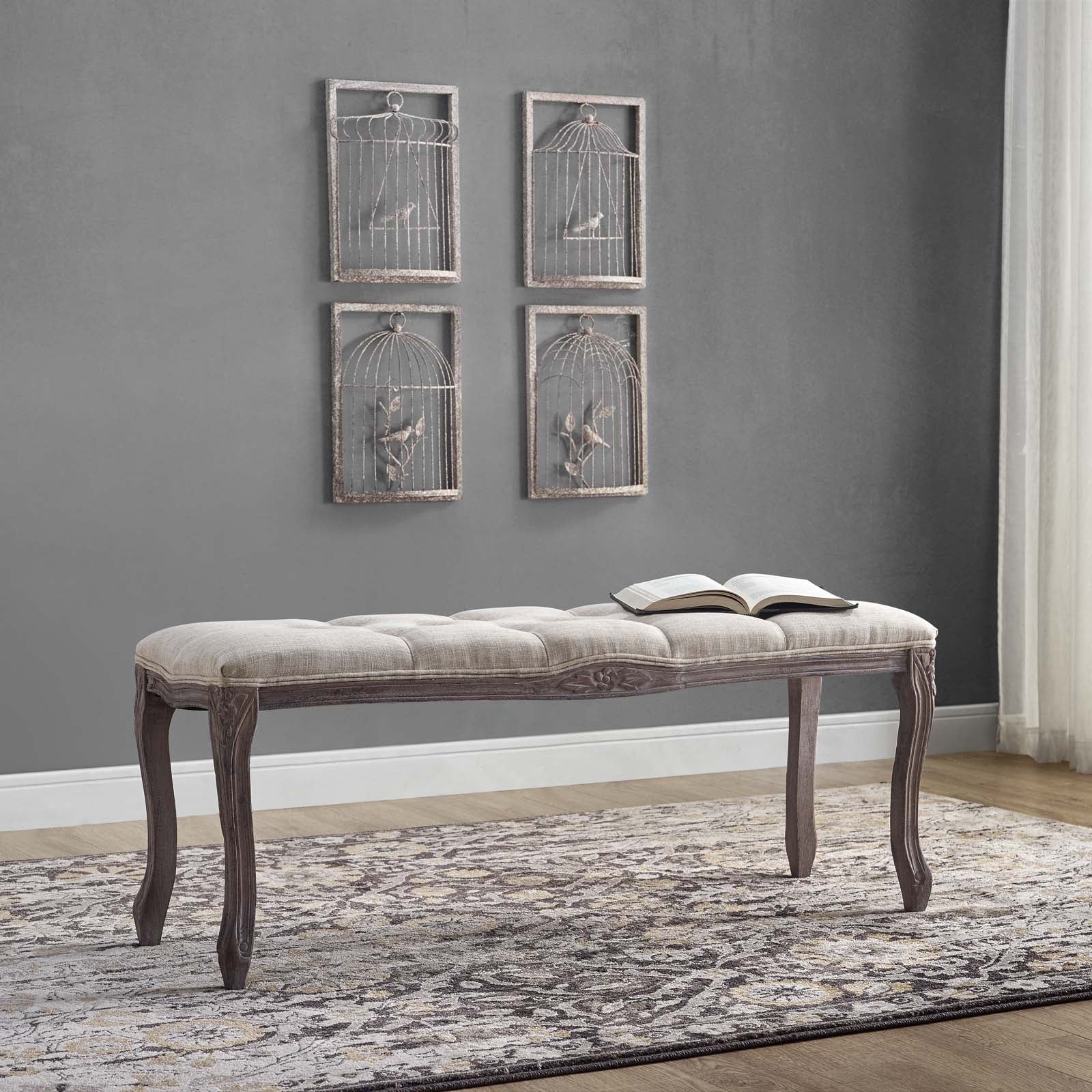 Modway Regal Vintage French Upholstered Fabric Bench | Stools & Benches | Modishstore