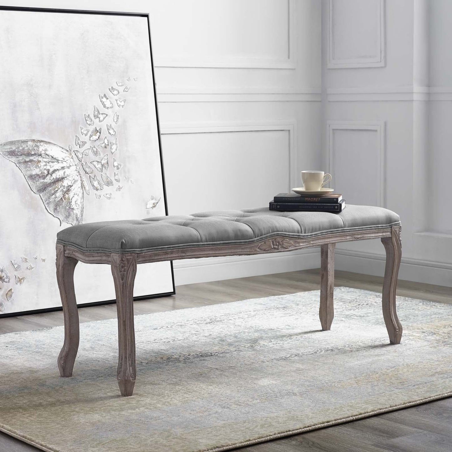 Modway Regal Vintage French Upholstered Fabric Bench | Stools & Benches | Modishstore-7