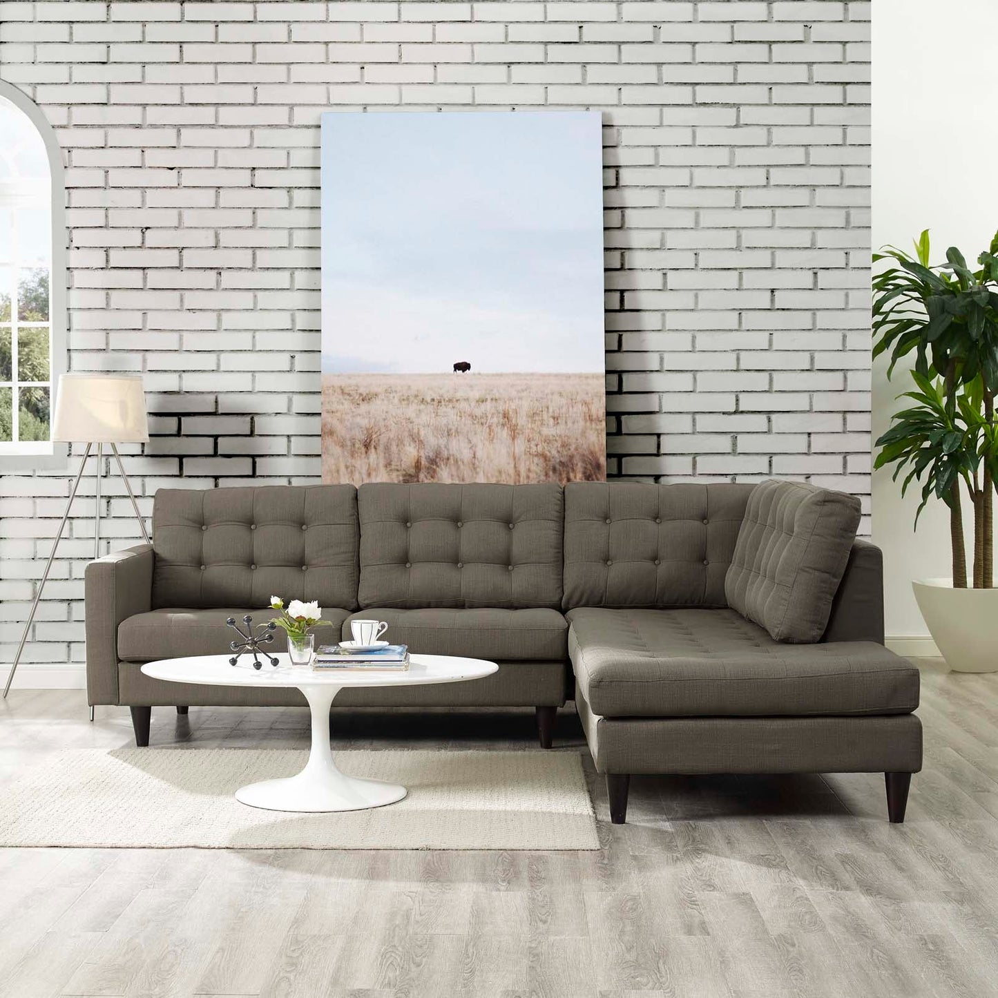 Modway Empress 2 Piece Upholstered Fabric Right Facing Bumper Sectional | Sofas | 