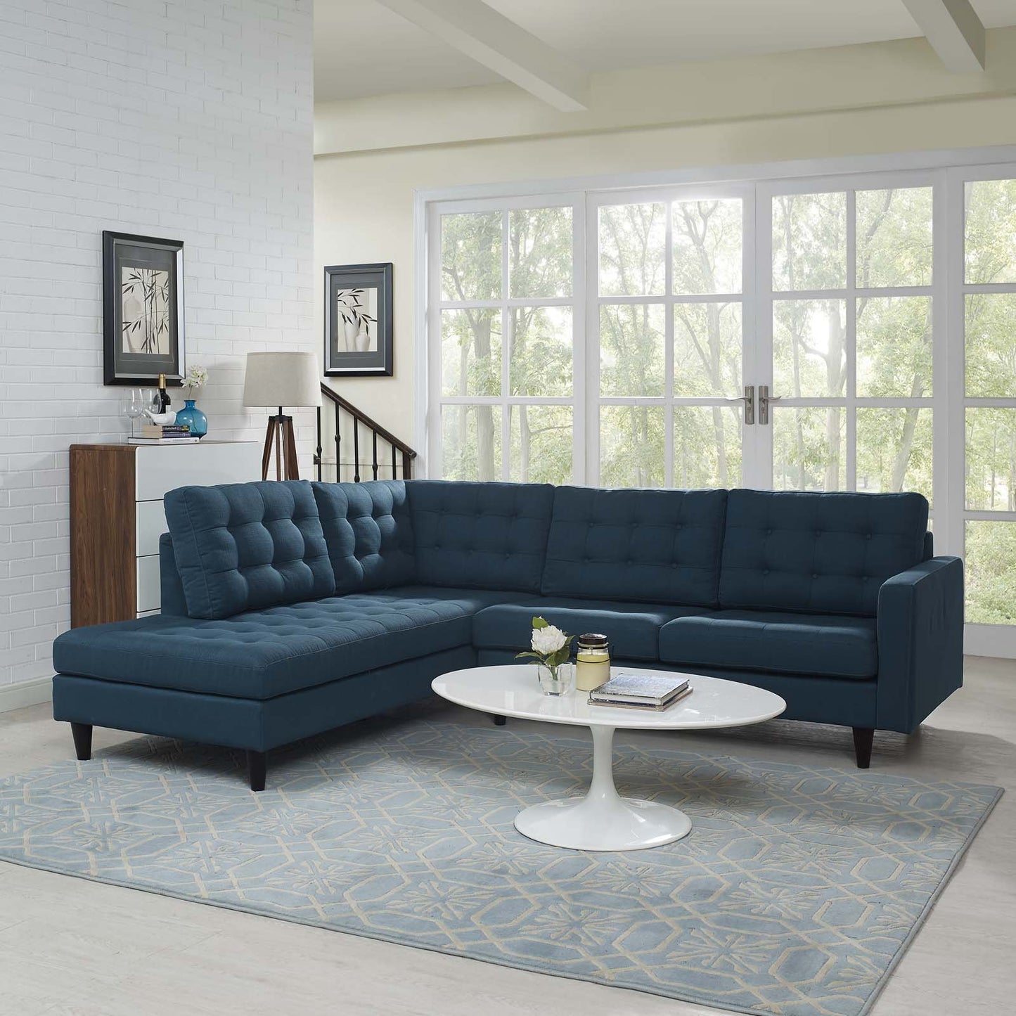 Modway Empress 2 Piece Upholstered Fabric Left Facing Bumper Sectional