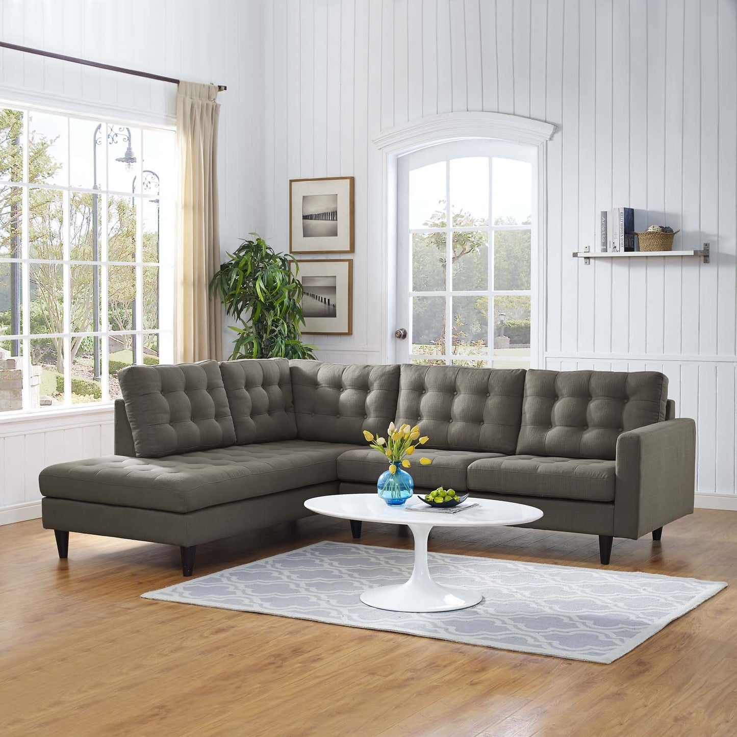 Modway Empress 2 Piece Upholstered Fabric Left Facing Bumper Sectional