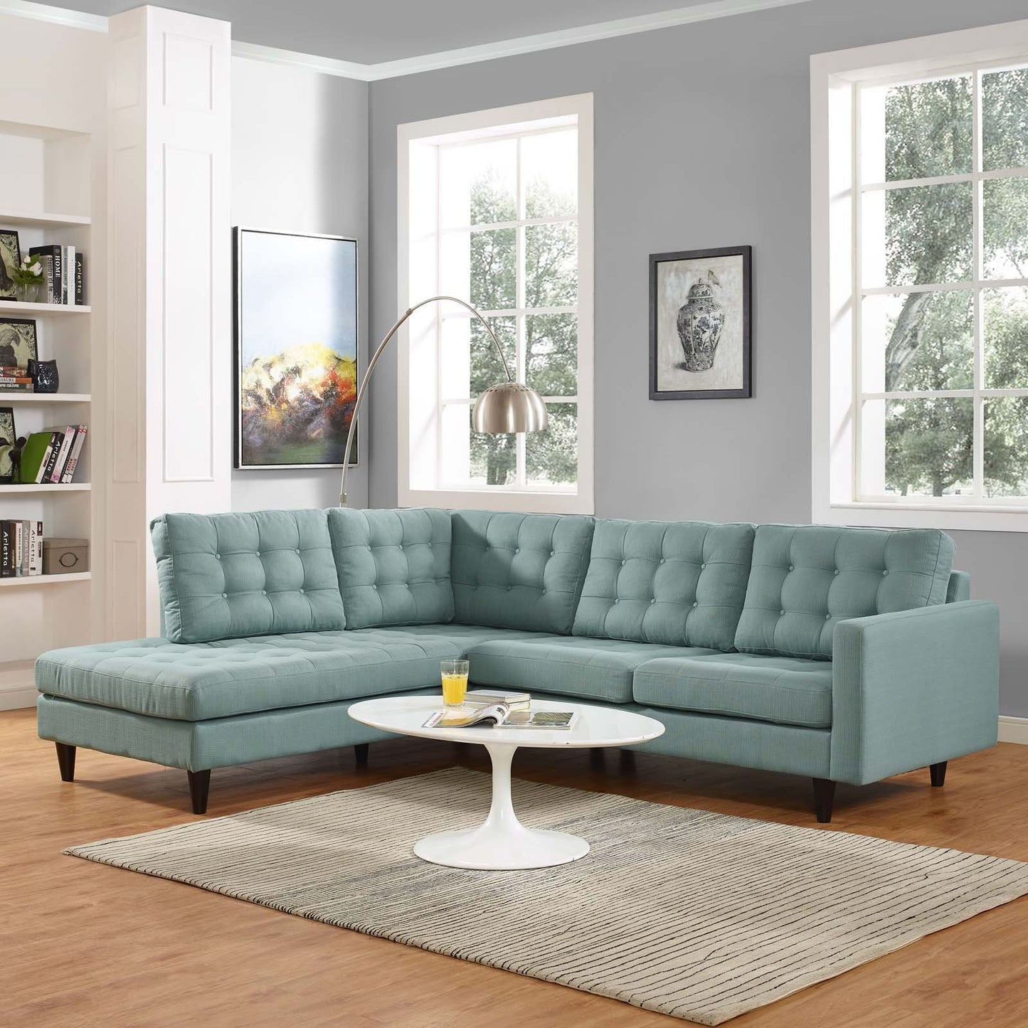 Modway Empress 2 Piece Upholstered Fabric Left Facing Bumper Sectional