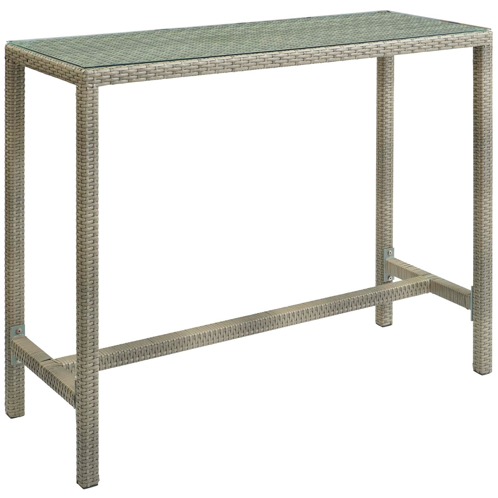 Modway Conduit Outdoor Patio Wicker Rattan Large Bar Table Light Gray | Bar Table