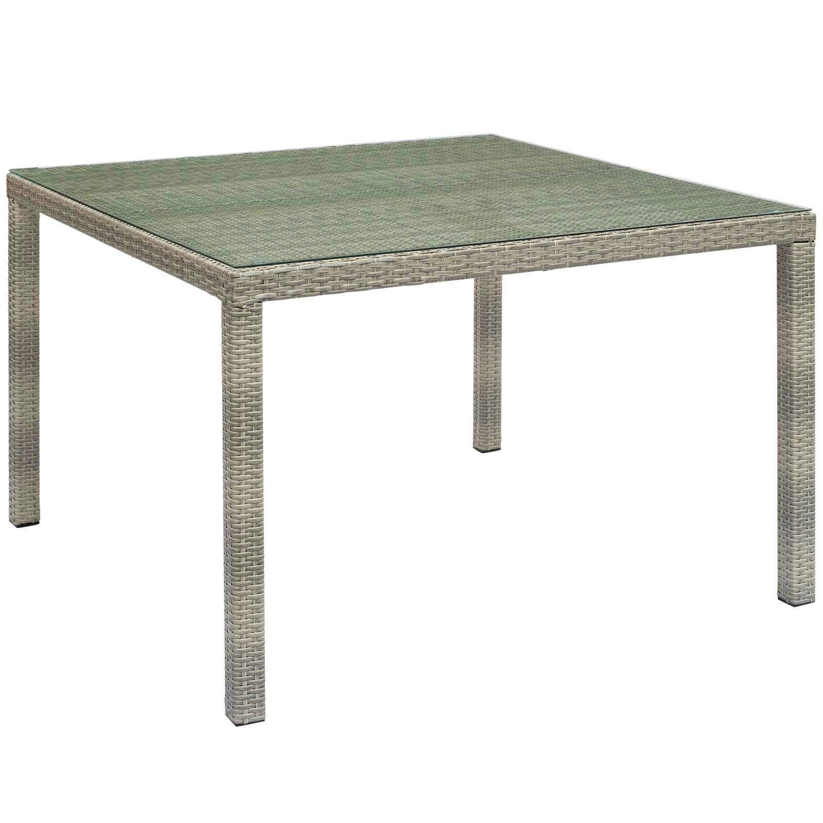 Modway Conduit 47" Square Outdoor Patio Wicker Rattan Table Light Gray | Dining Tables