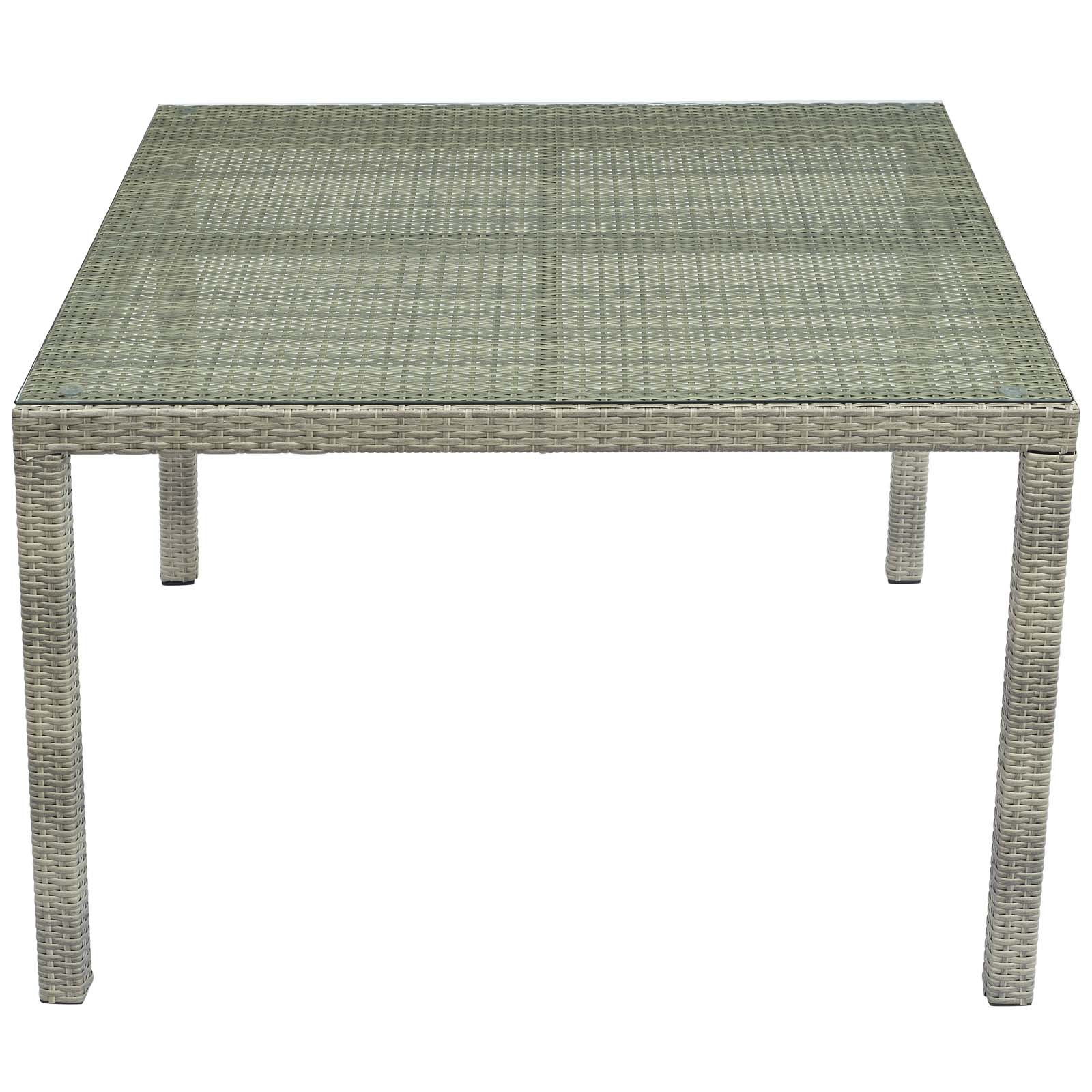 Modway Conduit 47" Square Outdoor Patio Wicker Rattan Table Light Gray | Dining Tables | 