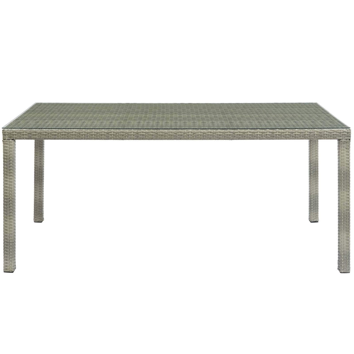 Modway Conduit 70" Outdoor Patio Wicker Rattan Dining Table Light Gray | Dining Tables | 