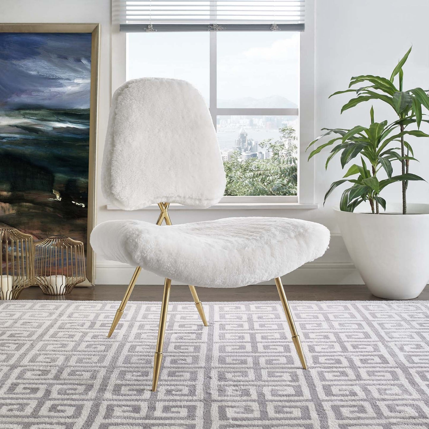 Modway Ponder Upholstered Sheepskin Fur Lounge Chair | Lounge Chairs | Modishstore