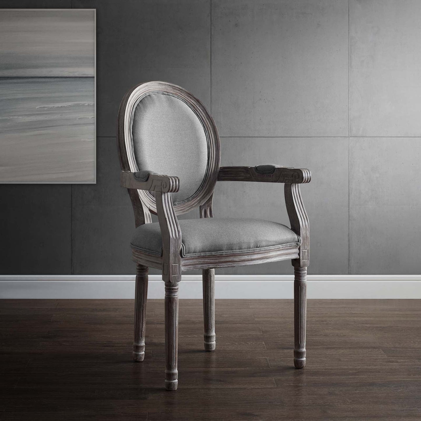 Modway Emanate Vintage French Upholstered Fabric Dining Armchair | Dining Chairs | 