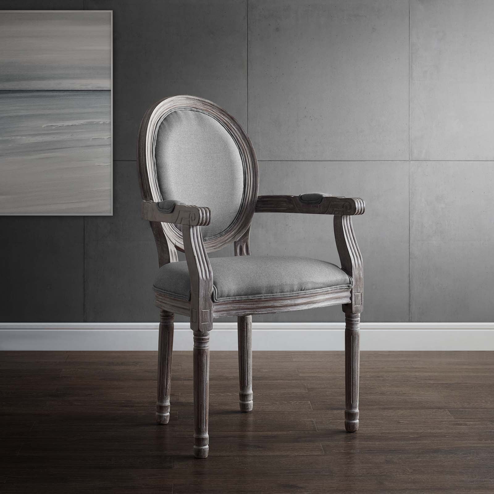 Modway Emanate Vintage French Upholstered Fabric Dining Armchair | Dining Chairs | 
