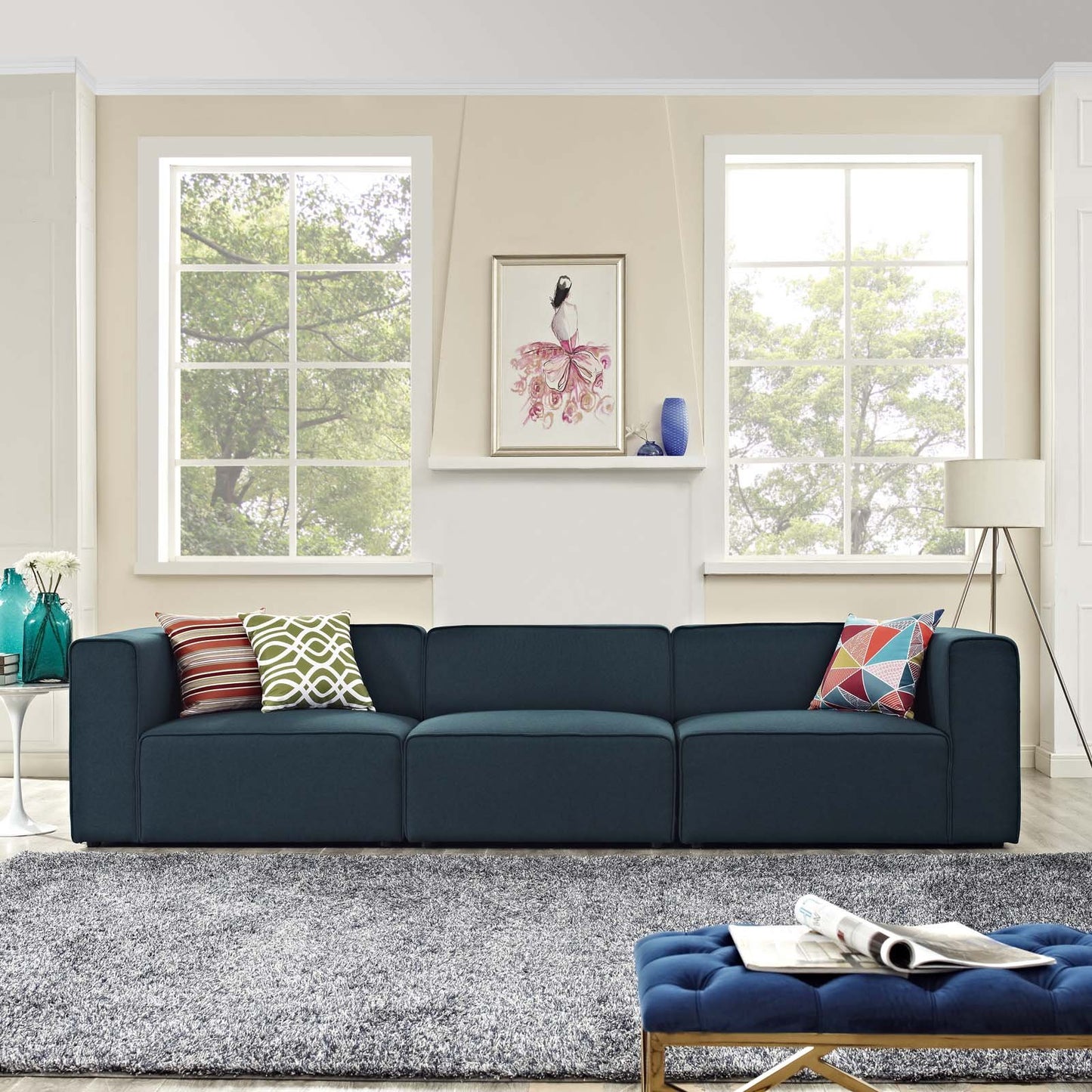 Modway Mingle 4 Piece Upholstered Fabric Sectional Sofa Set