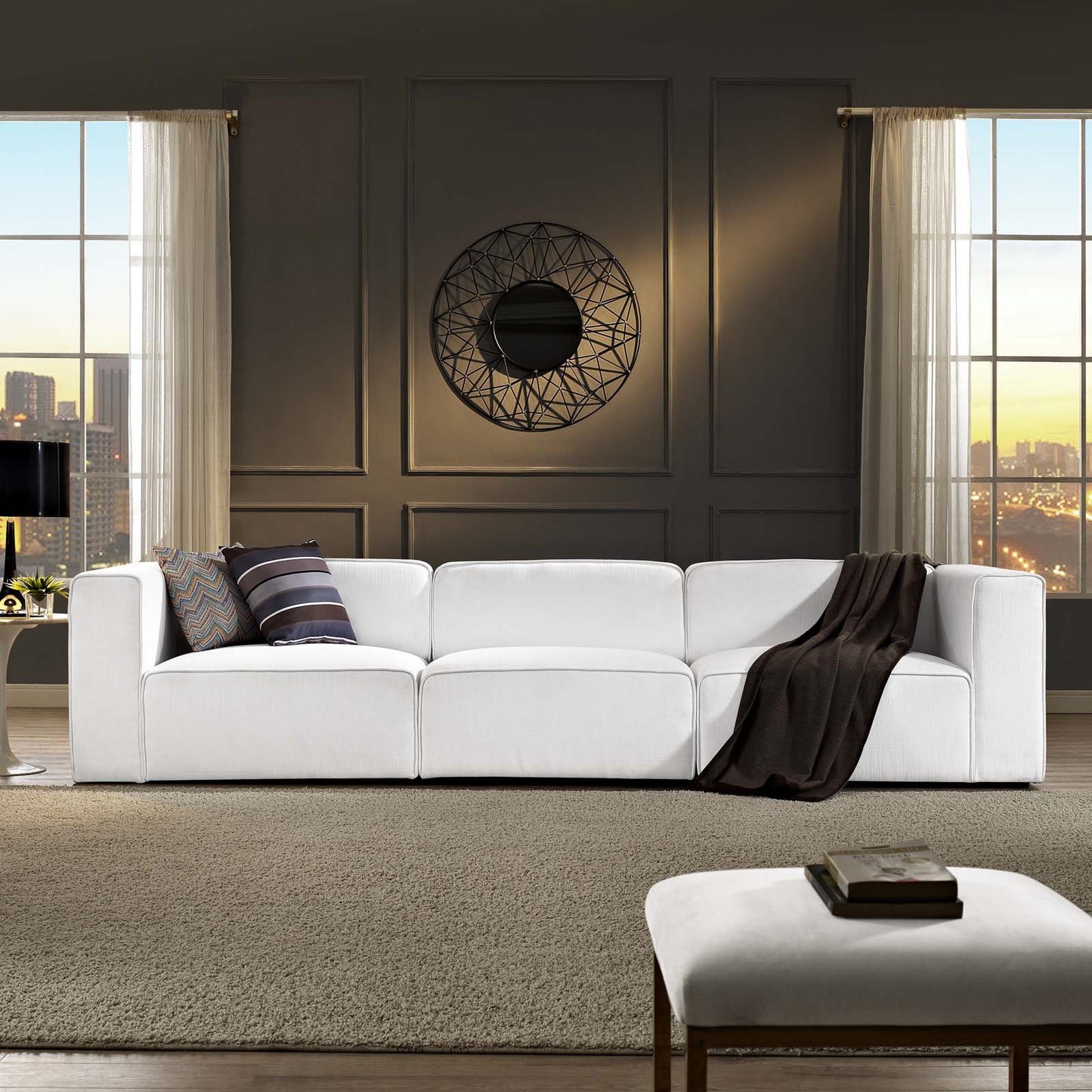 Modway Mingle 4 Piece Upholstered Fabric Sectional Sofa Set