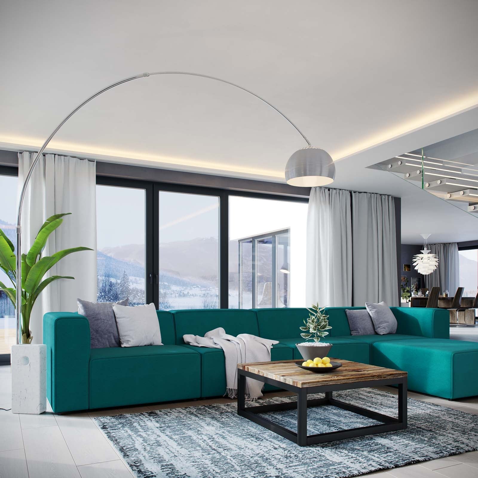 Modway Mingle 5 Piece Upholstered Fabric Sectional Sofa Set | Sofas | Modishstore-9
