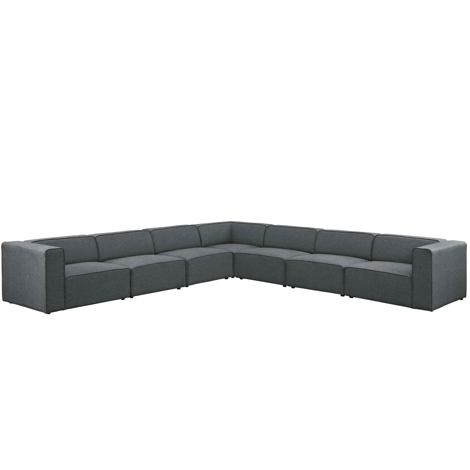 Modway Mingle 7 Piece Upholstered Fabric Sectional Sofa Set | Sofas | Modishstore-8