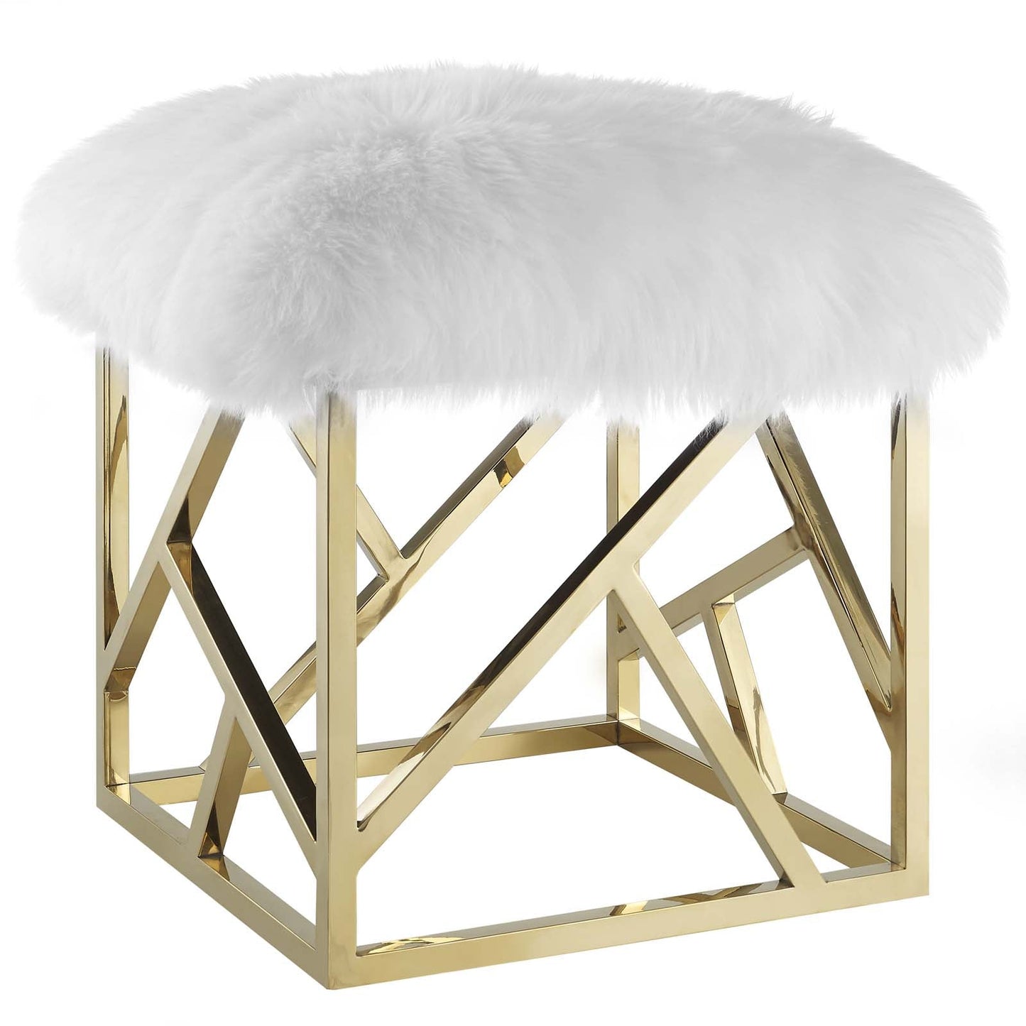 Modway Intersperse Sheepskin Ottoman | Ottomans | 
