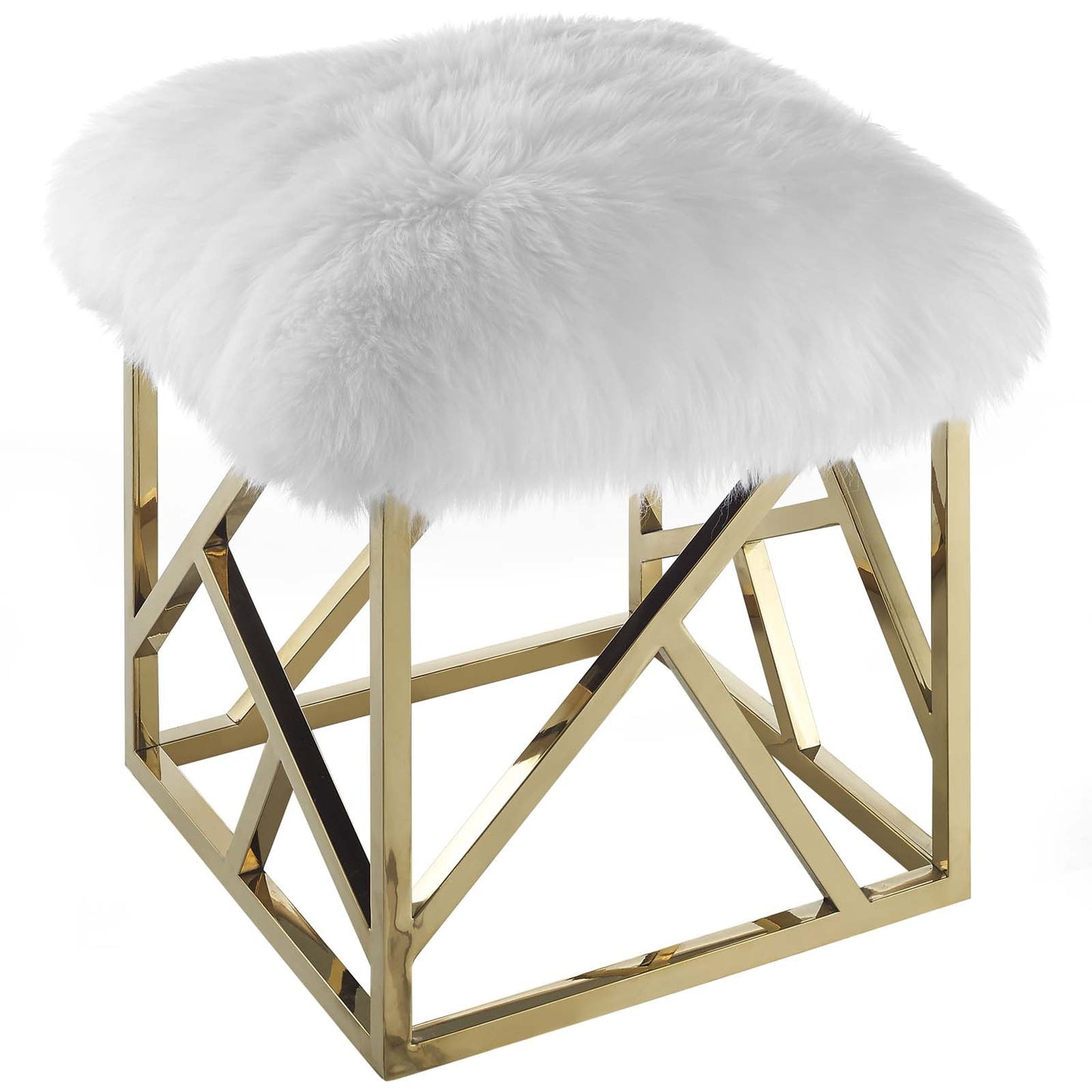 Modway Intersperse Sheepskin Ottoman | Ottomans | 