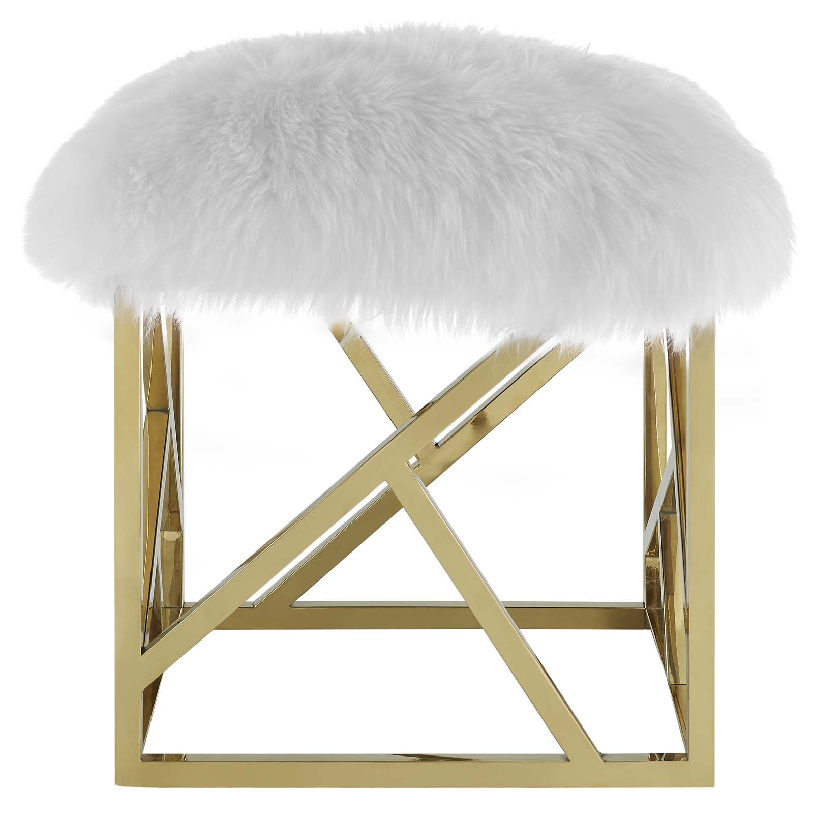 Modway Intersperse Sheepskin Ottoman | Ottomans | 