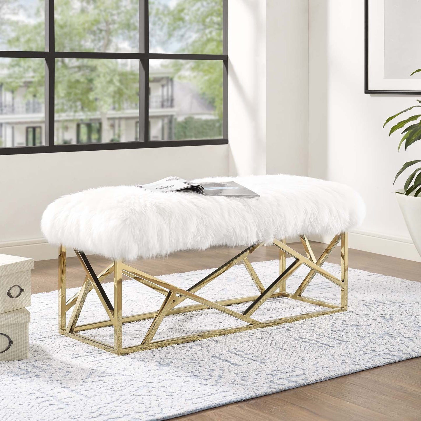 Modway Intersperse Sheepskin Bench
