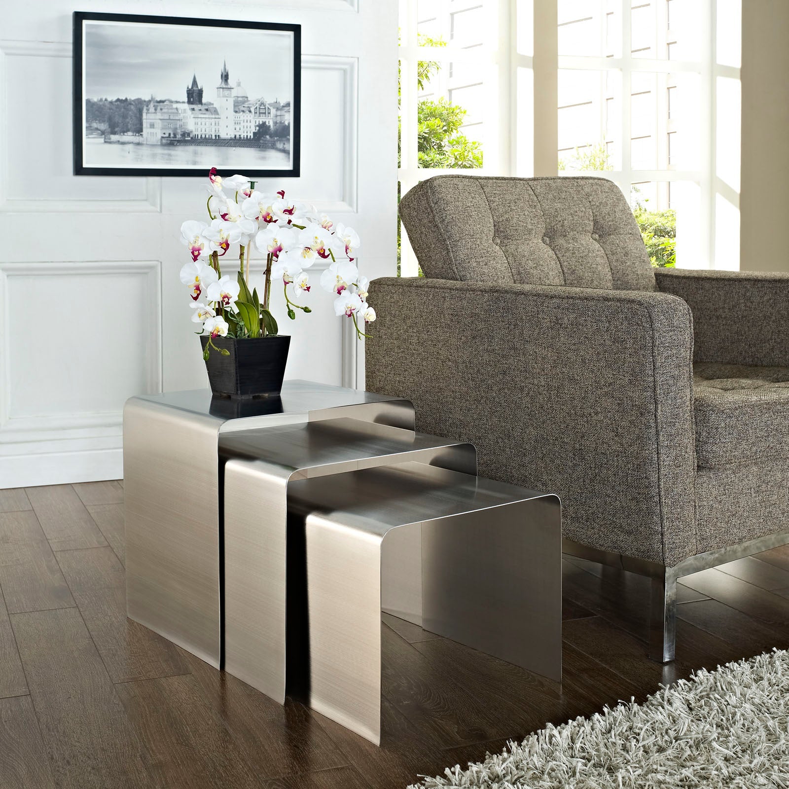 Modway Rush Nesting Table - Silver | Nesting Tables | Modishstore
