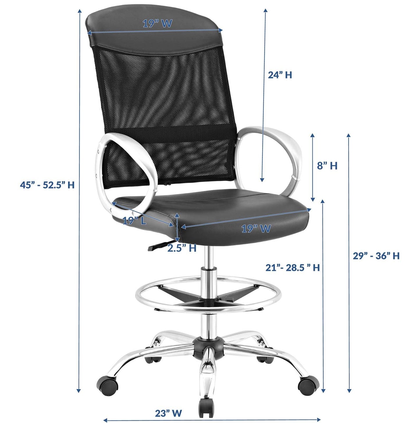 Modway Emblem Mesh and Vinyl Drafting Chair