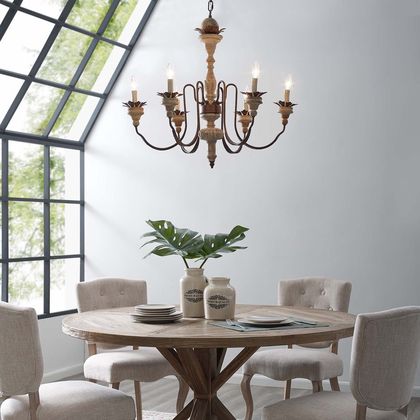Modway Bountiful Vintage French Pendant Ceiling Light Candelabra Chandelier | Chandeliers